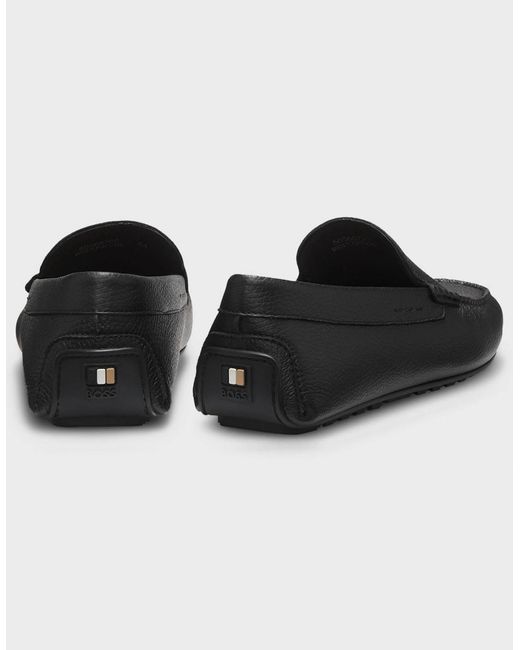 Boss Black Boss Noel Tumbled-Leather Loafers With Driver Sole for men