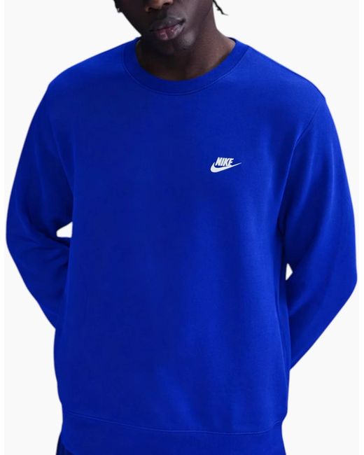 Nike Blue Club Fn3886 Fleece Crew Sweatshirt Pullover for men