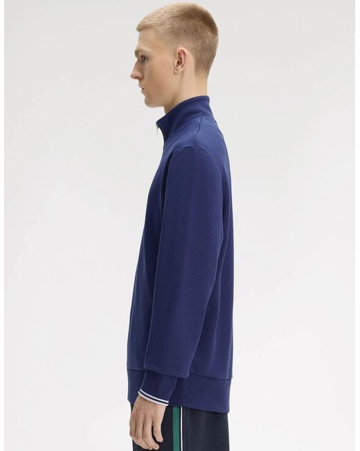 Fred Perry Blue Half Zip Sweatshirt for men