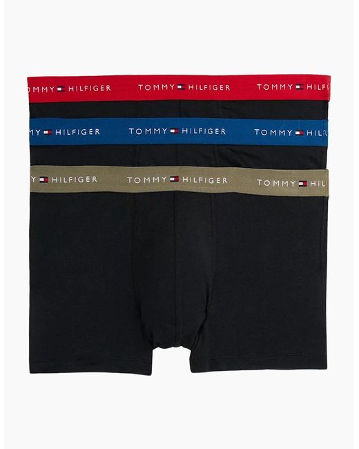 Tommy Hilfiger Black 3-Pack Signature Cotton Boxer Trunks, W for men