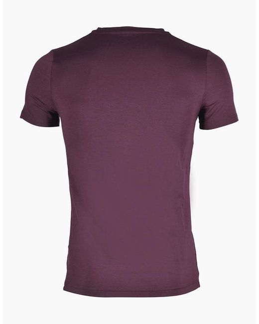 Hom Purple Tencel Soft V-Neck T-Shirt, Burgundy for men