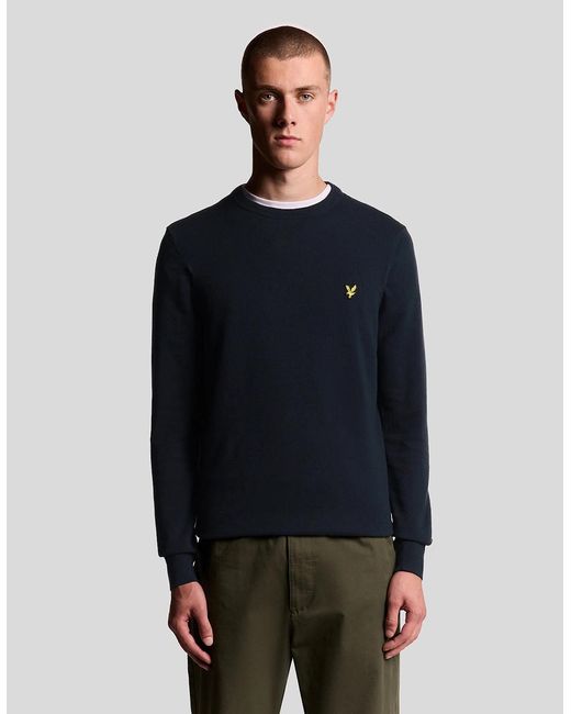 Lyle & Scott Blue Cotton Crew Neck Jumper for men