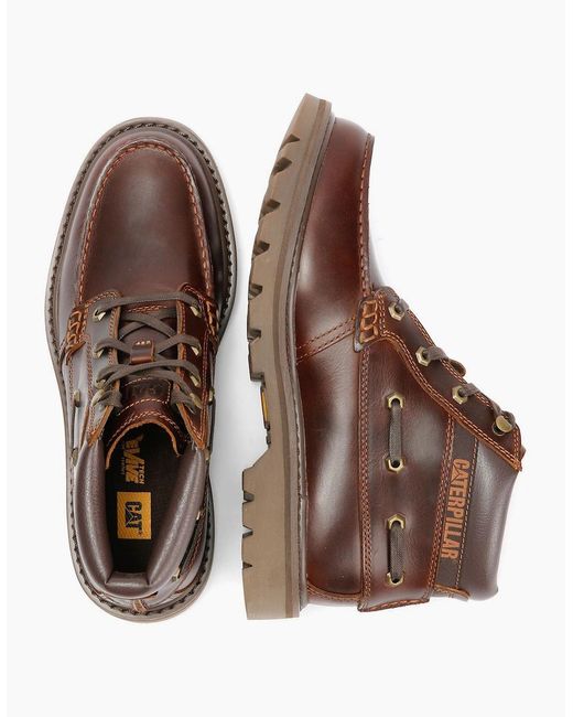 Caterpillar Brown Colorado Boat Mid Leather British Tan Boots for men