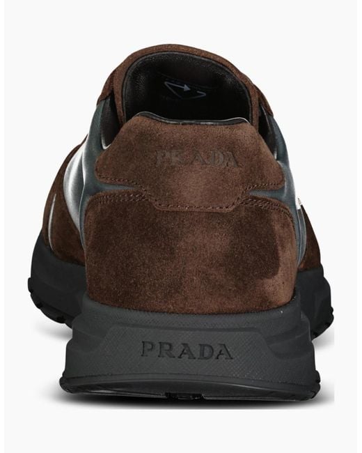 Prada Black Prax 2.0 Re-Nylon & Suede Sneakers for men