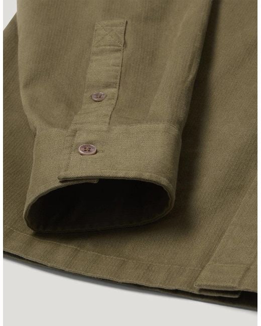 Belstaff Green Outpost Herringbone Shirt Khaki for men