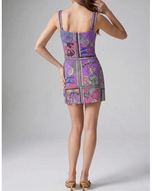 Oceanus Purple Talia Hand Beaded Crystal Party Dress