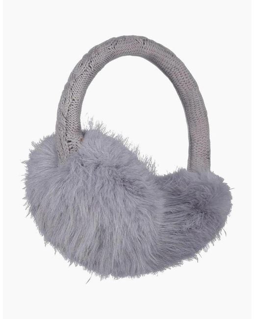 Barts Gray Faux Fur Cable Knit Earmuffs