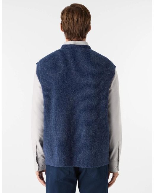 Oliver Sweeney Blue Alpaca Wool Blend Vest for men