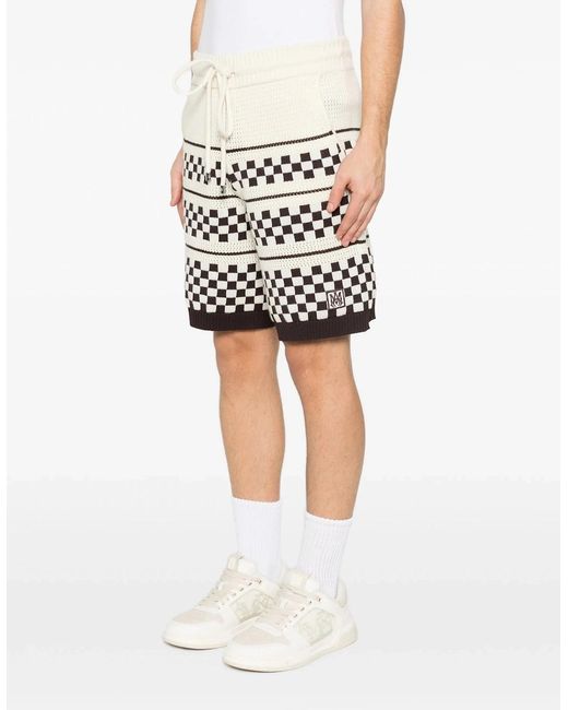 Amiri White Checkered Mesh Shorts for men