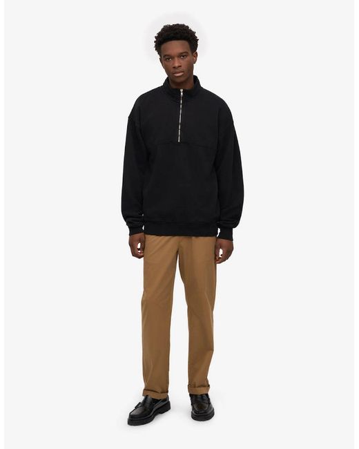 COLORFUL STANDARD Black Organic Quarter Zip Sweatshirt for men