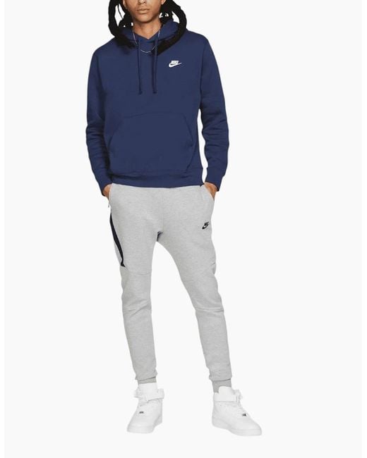 Nike Blue Bv2654 Hoodies Club Fleece Sportswear Pullover Long Sleeve Winter Top for men