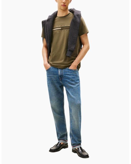 Tommy Hilfiger Green T Shirts Crew Neck Regular Fit Cotton Tino Tee for men