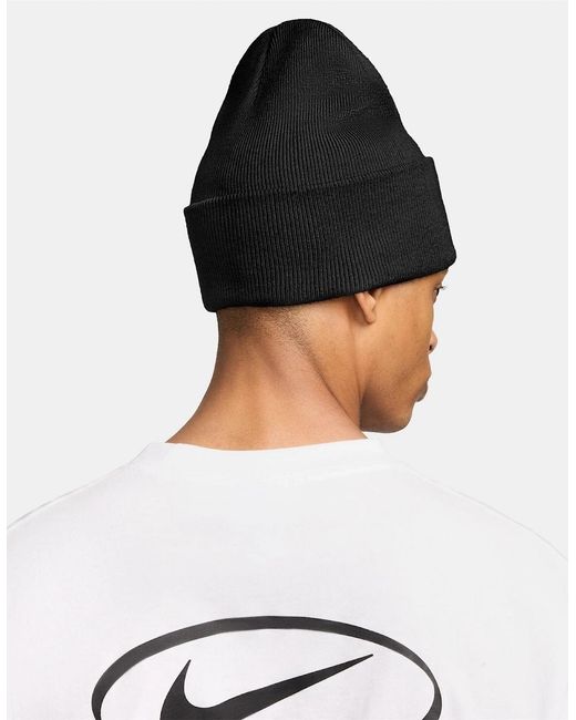Nike Black Nsw Peak Wordmark Logo Adjustable Cuff Beanie for men
