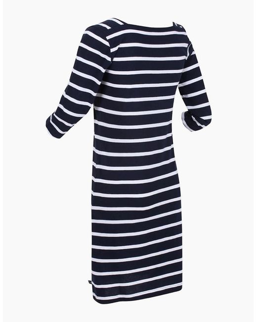 Regatta Blue Paislee Boat Neck Three Quarter Sleeve Knee Length Dress