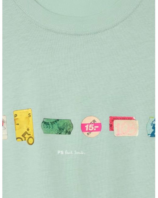 Paul Smith Green Ps Stickers Print T-Shirt 30D for men