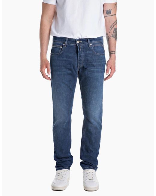 Replay Blue 573 Eco Plus Grover Straight Fit Jean 007 Dark for men