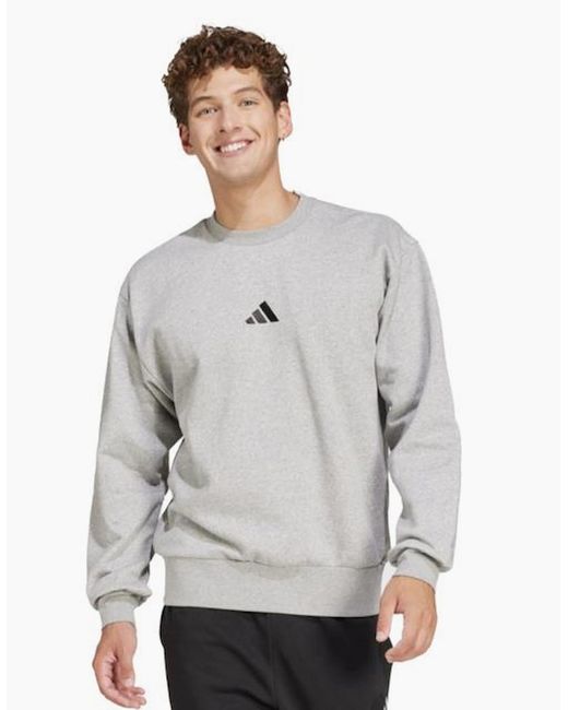 Adidas Gray Feel Cozy Eqt Crew Sweatshirt for men