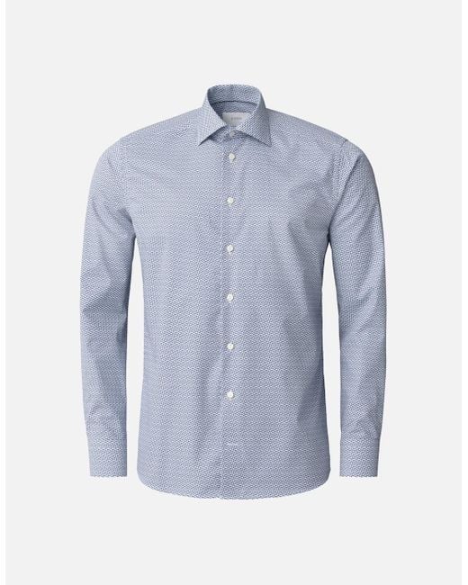 Eton of Sweden Blue Slim Fit Micro Geometric Signature Twill Shirt 23 Light for men