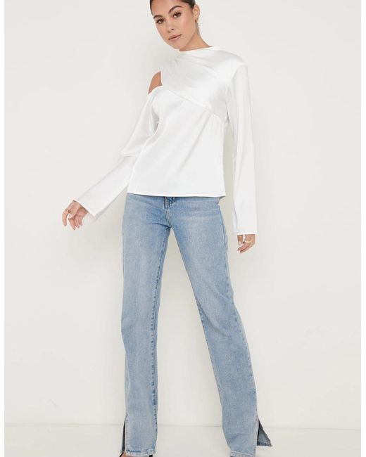 Pretty Lavish White Jett Asymmetric Blouse