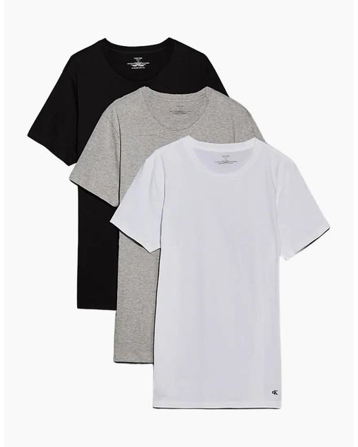 Calvin Klein White 3-Pack Cotton Classics Crew-Neck T-Shirts for men