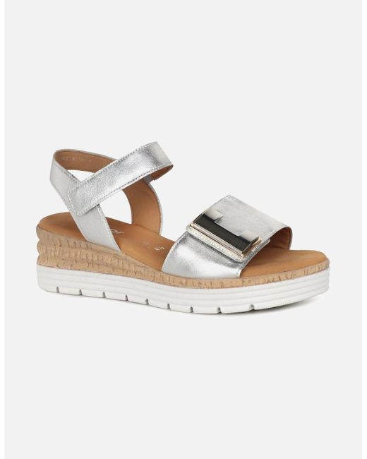 Gabor White Shout Wedge Heel Sandals