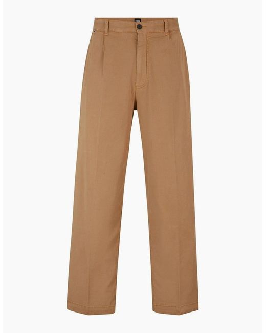Boss Natural Kaiden Solid Patterned Straight Chinos for men