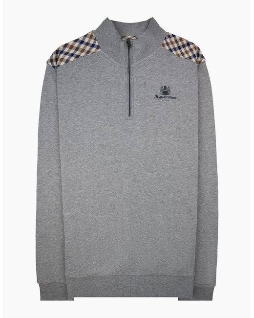 Aquascutum Gray Cc Shoulder 1/4 Zip Sweatshirt Light Melange 05 for men