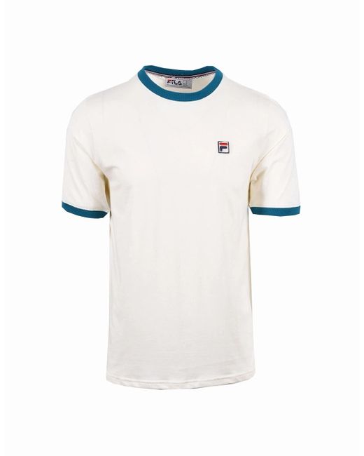 Fila White Marconi Essential Ringer Tee Gardenia/Deep Lagoon