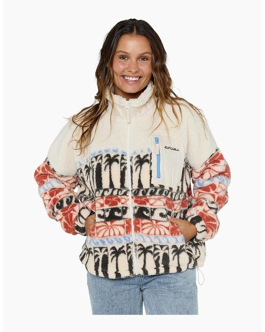 Rip Curl White Rip Curl Oceanic Crew Neck Full Zip Fleece