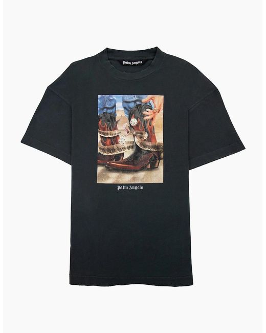 Palm Angels Black Dice Game Classic T Shirt Multi for men