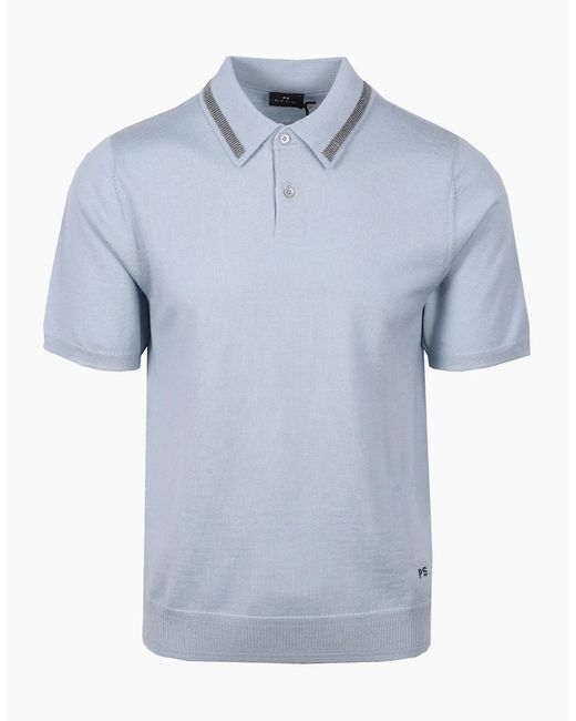 Paul Smith Blue Merino Sweater Ss Polo for men