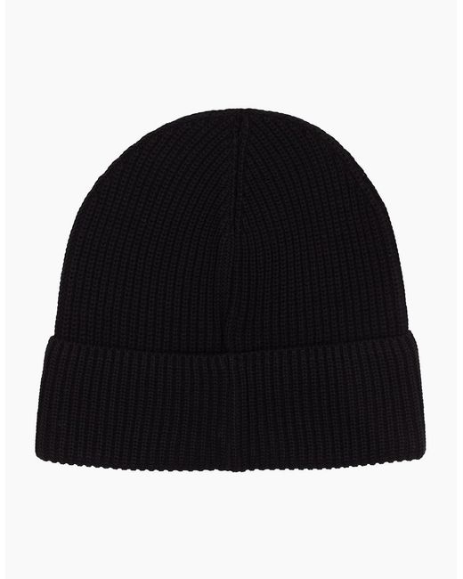 Moncler Black Logo Cotton Beanie 999 for men