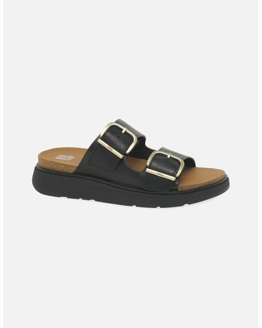 Fitflop Black Gen-Ff Two Bar Buckle Slide Sandals
