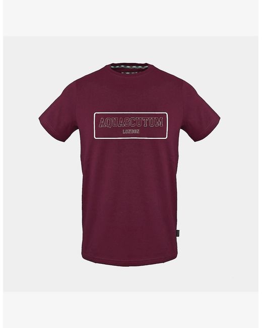 Aquascutum Purple Printed Logo Crew Neck Short Sleeve Jersey T-Shirt for men