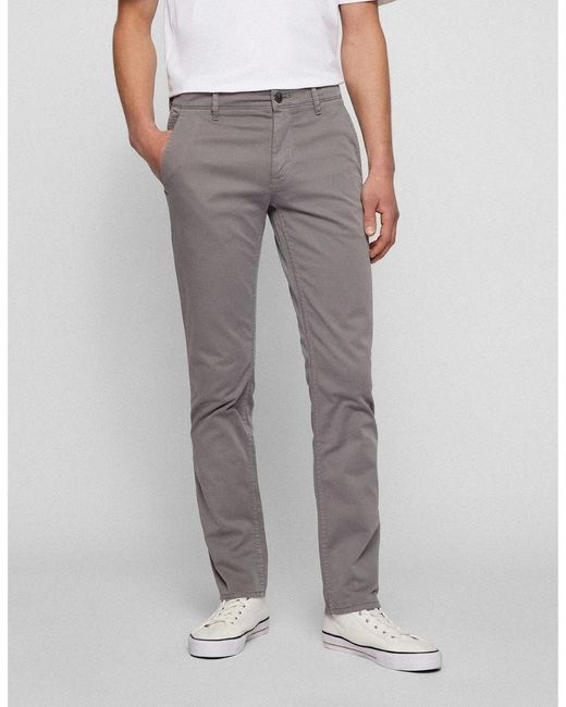 Boss Gray Hbo Chino Slim Trousers, Slim Fit for men