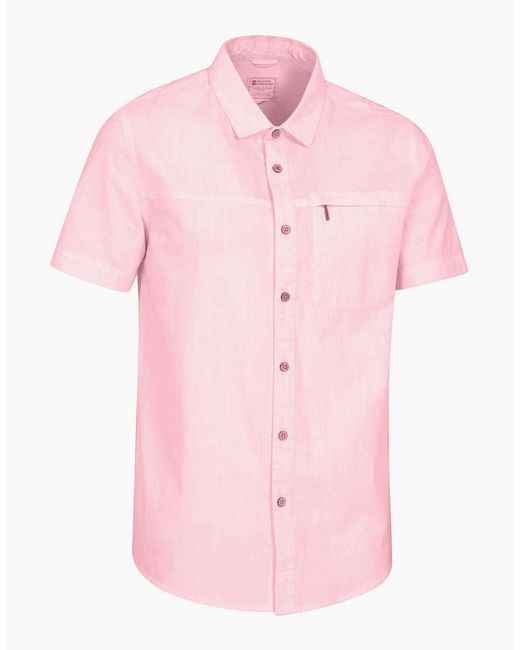 Mountain Warehouse Pink Coconut Slub Short-Sleeved Shirt for men