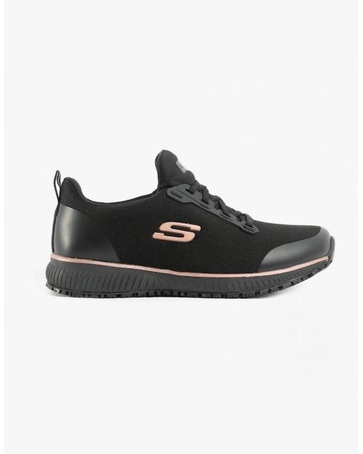 Skechers Black Work 77222Ec Squad Sr Occupational Trainers/Rose