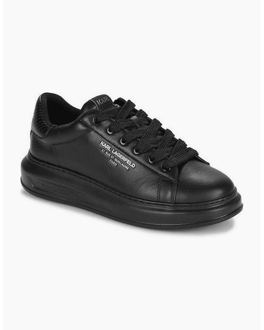 Karl Lagerfeld Black Python Tab Leather Sneaker Trainer for men