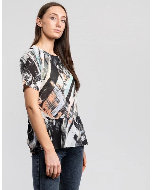 Great Plains Black Great Plains Pastel Paint Peplum Top