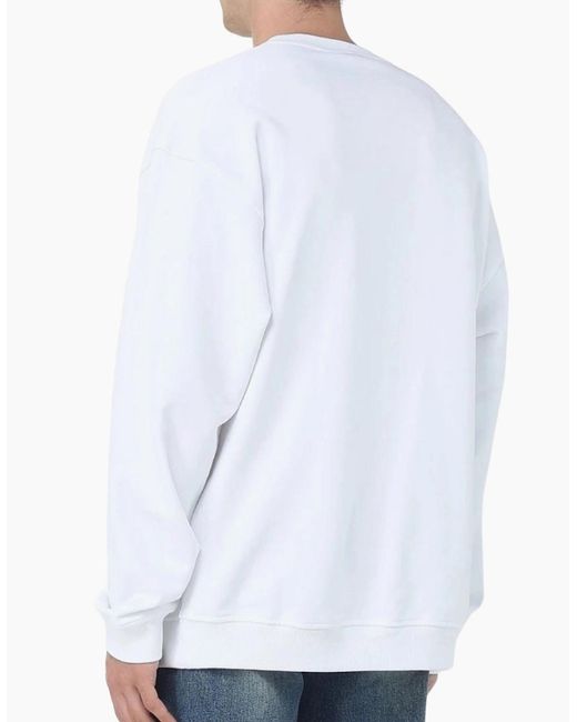 DIESEL White Double Destroyed Logo Sweatshirt for men