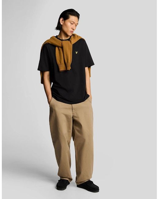 Lyle & Scott Black Oversized Cotton Crew Neck T-Shirt for men