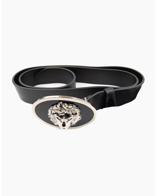 Versus  Black Versace Versus Oval Lion Buckle Belt for men