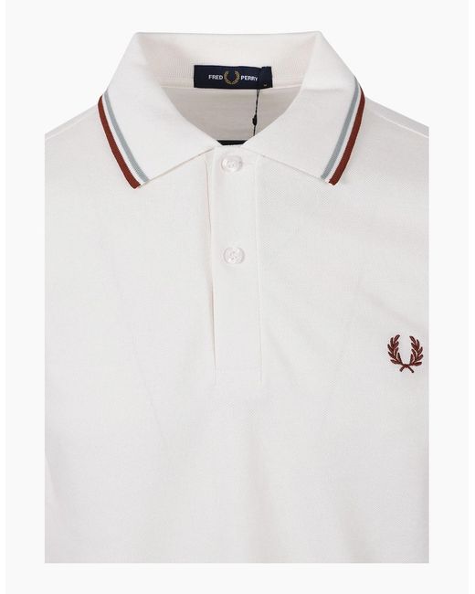 Fred Perry White Twin Tipped Polo Snow/ Brand for men