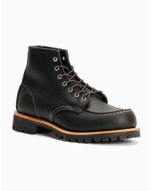 Red Wing Black 2949 Roughneck 6" Moc Toe Work Leather Boots for men