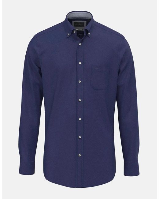 Fynch-Hatton Blue Essential Flannel Button Down Shirt for men