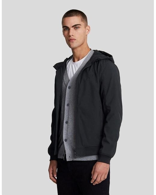 Lyle & Scott Blue Solid Patterned Hooded Ribbed Cuff Softshell Jacket for men