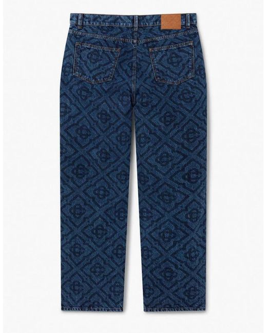 Casablanca Blue Laser Monogram Denim Jeans Dark for men