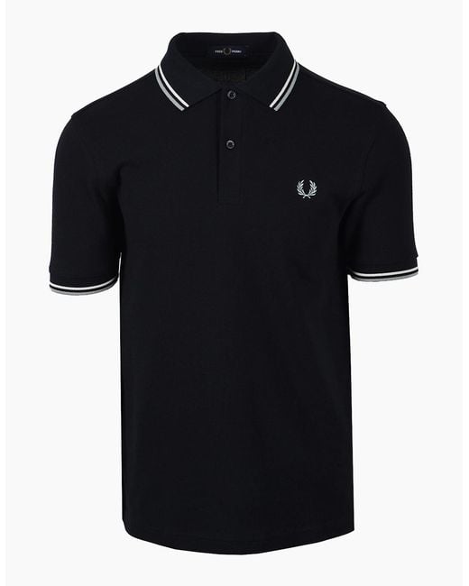 Fred Perry Black Twin Tipped Polo/Ecru for men