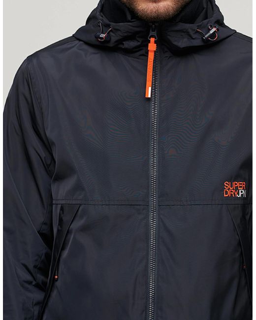 Superdry Blue Hooded Windbreaker Jacket Eclipse for men