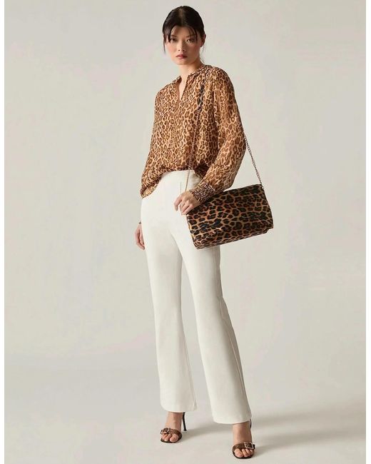 James Lakeland Brown Camel Leopard Print Blouse